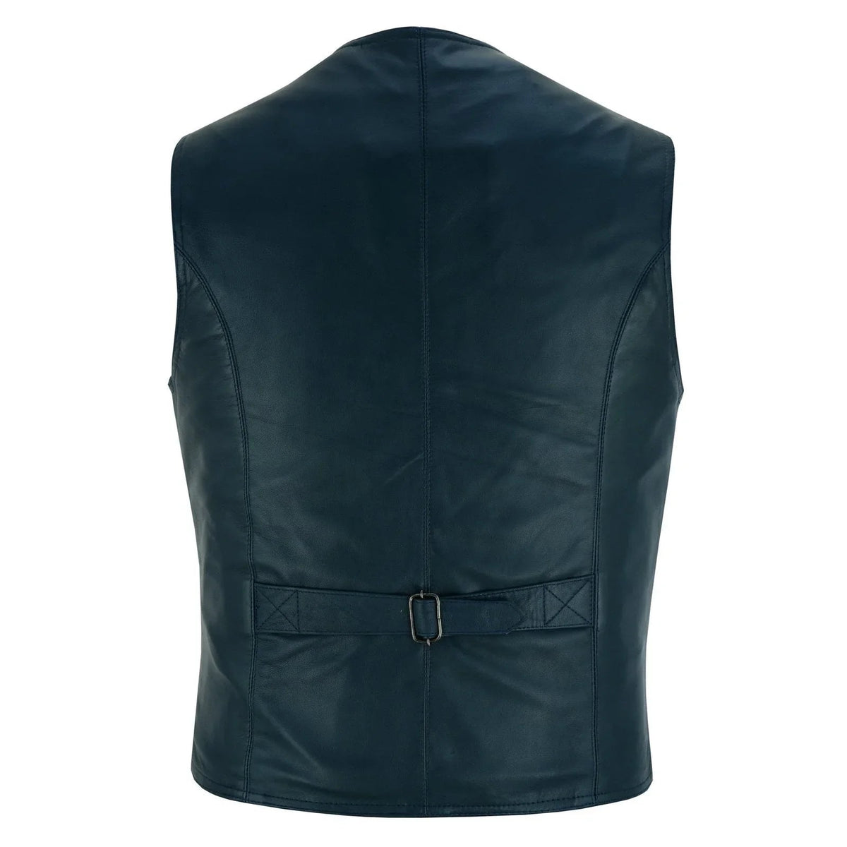 Leather Biker Vest with Classic Snap Button Front