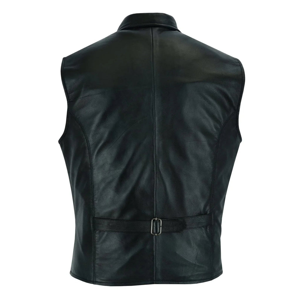 Leather Mens Dress Vest in Sheepskin and Goat Suede