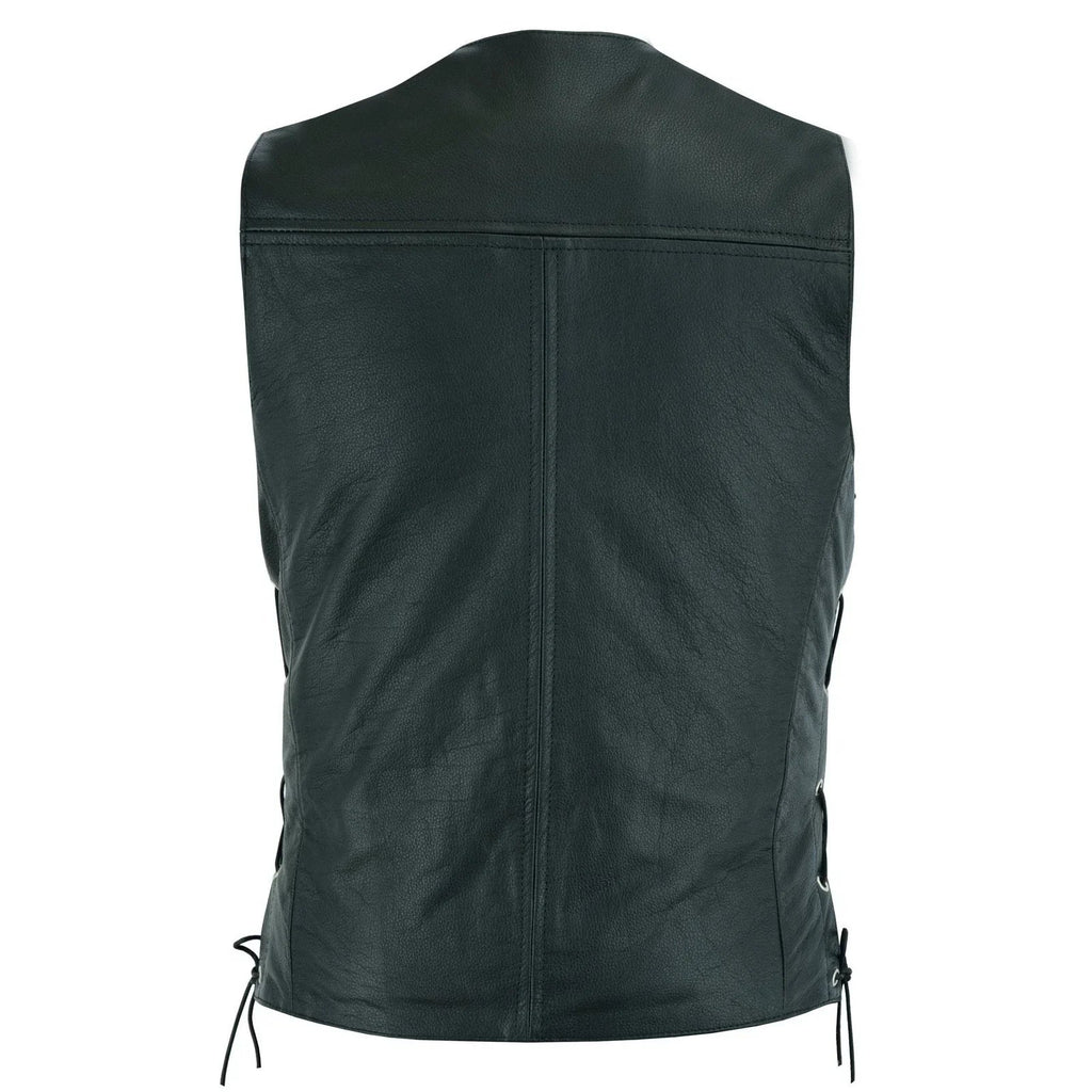 Leather Bike Vest with Silver Hooks and Adjustable Laces