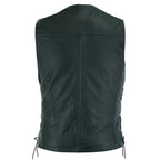 Leather Bike Vest with Silver Hooks and Adjustable Laces