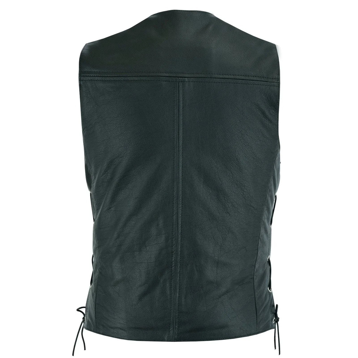 Leather Bike Vest with Silver Hooks and Adjustable Laces