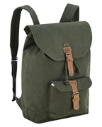 Canvas Travel Backpack Men with Leather Trim and Laptop Compartment