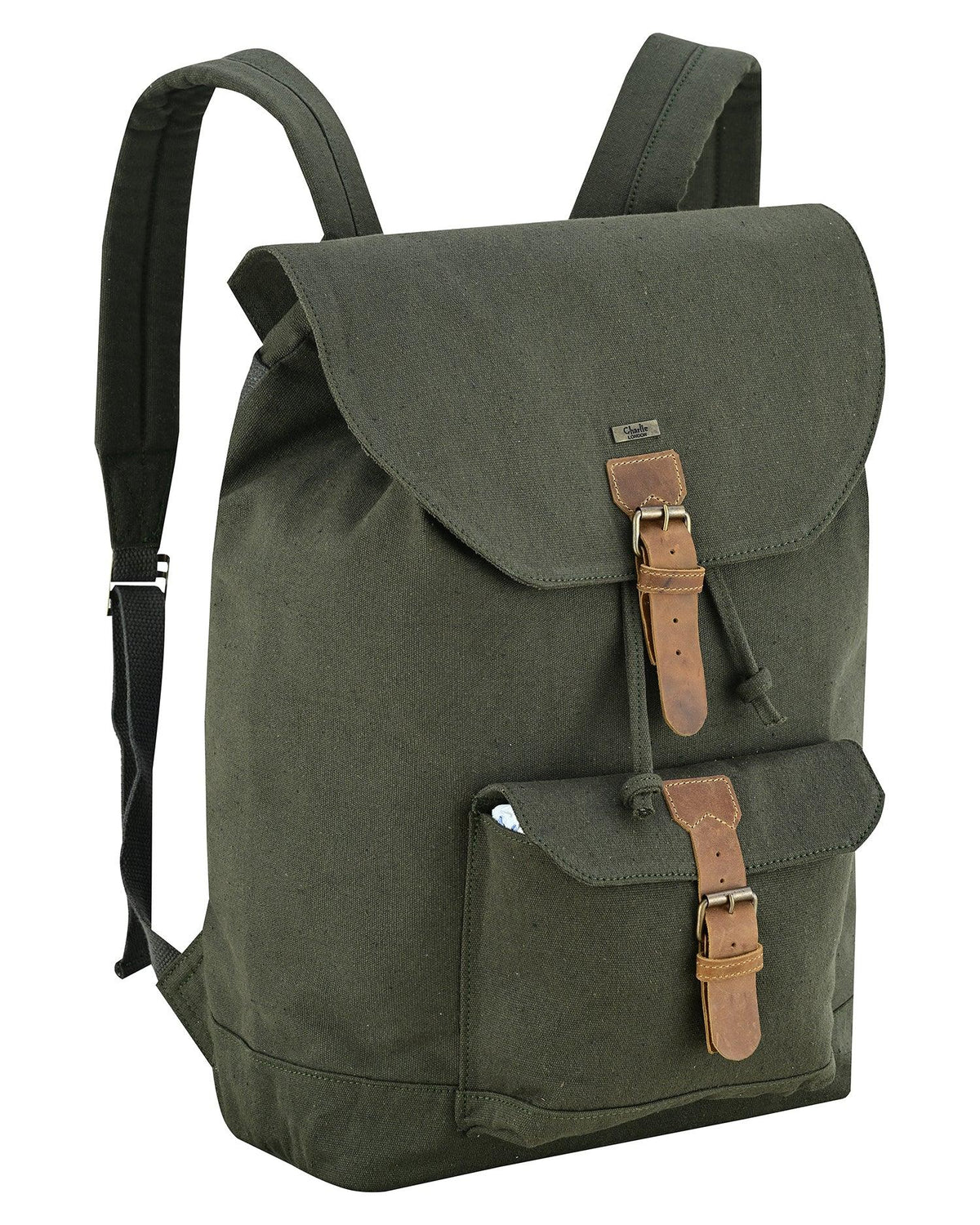 Canvas Travel Backpack Men with Leather Trim and Laptop Compartment
