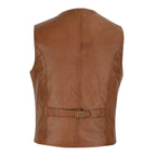 Leather Biker Vest with Classic Snap Button Front