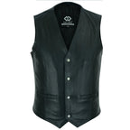 Leather Biker Vest with Classic Snap Button Front