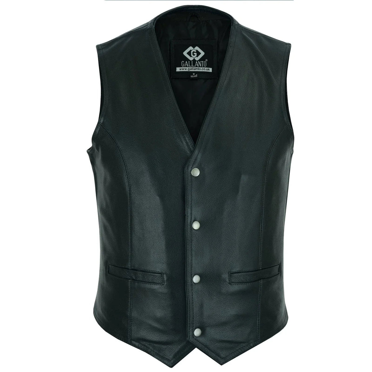 Leather Biker Vest with Classic Snap Button Front