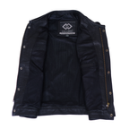 Motorbike Leather Vest with Hidden Double Front Closure