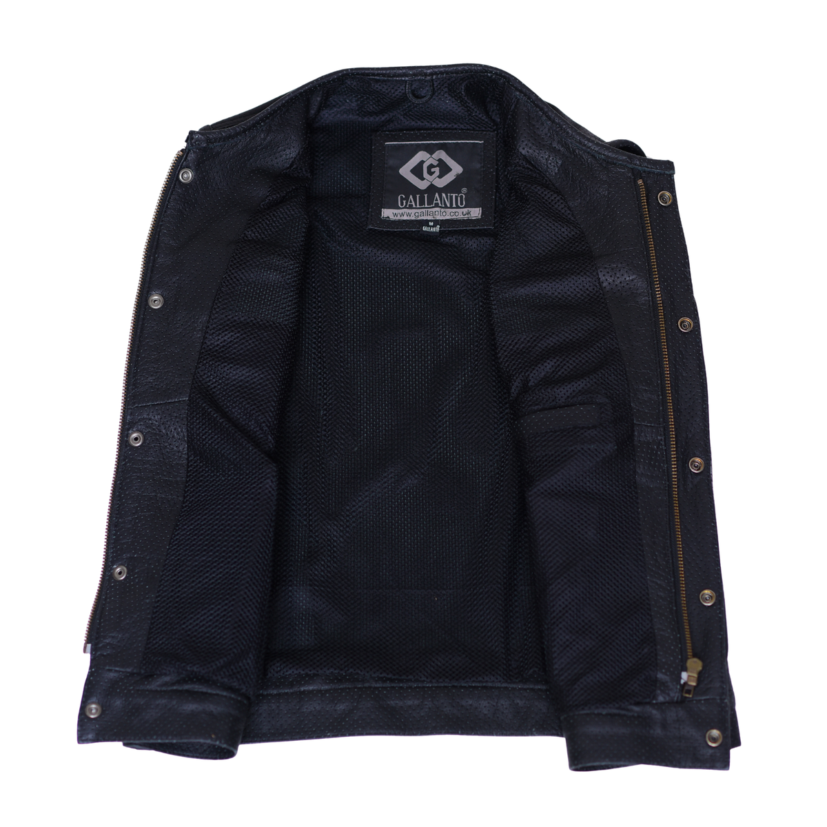 Motorbike Leather Vest with Hidden Double Front Closure