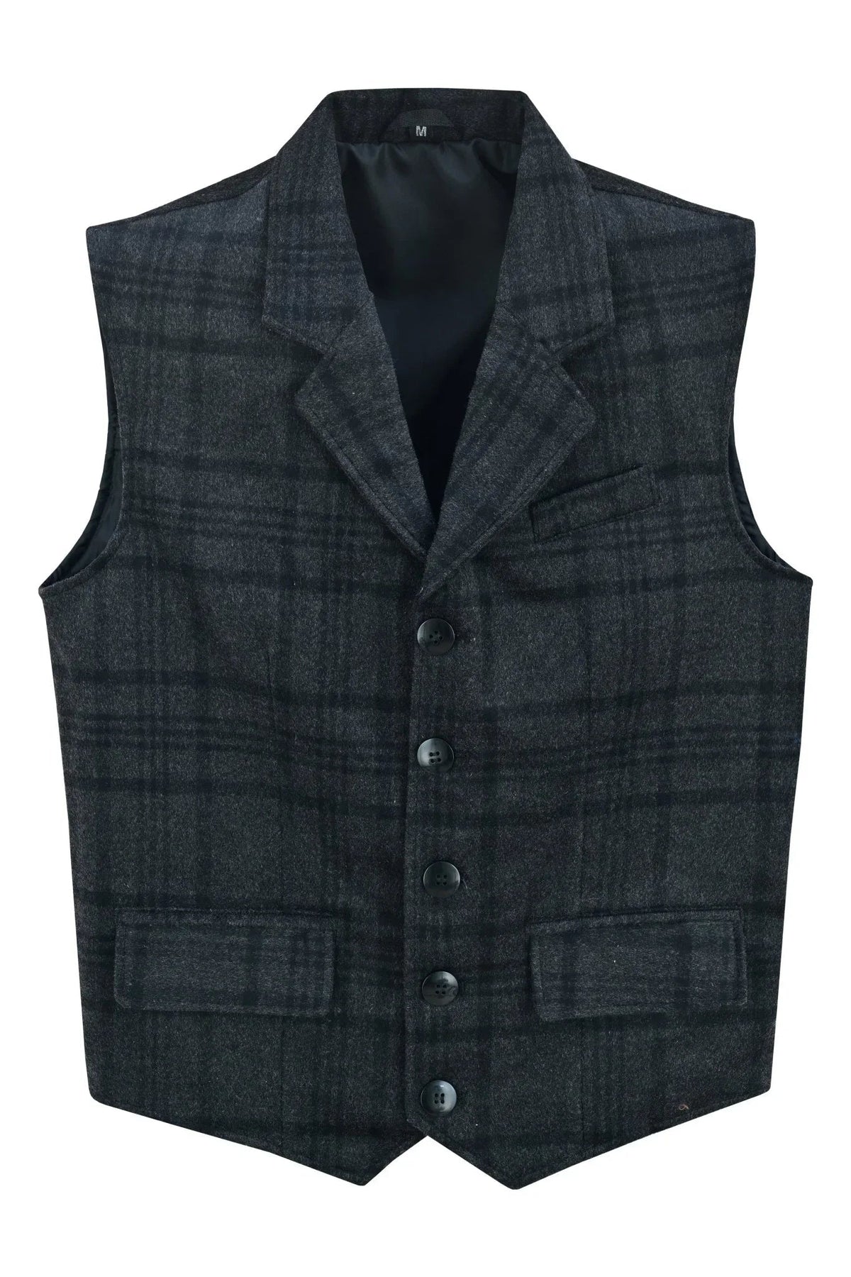 Mens Tweed Vest with Formal Check and Blazer-Style Cut