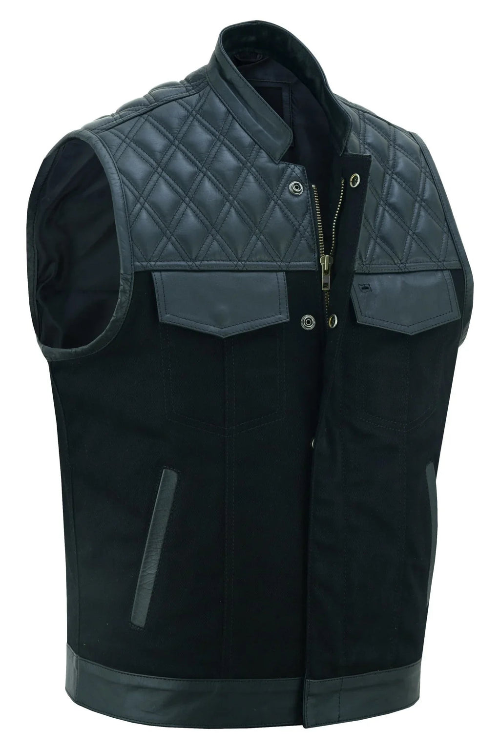 Biker Vest for Men in Leather, Denim and Camo Styles