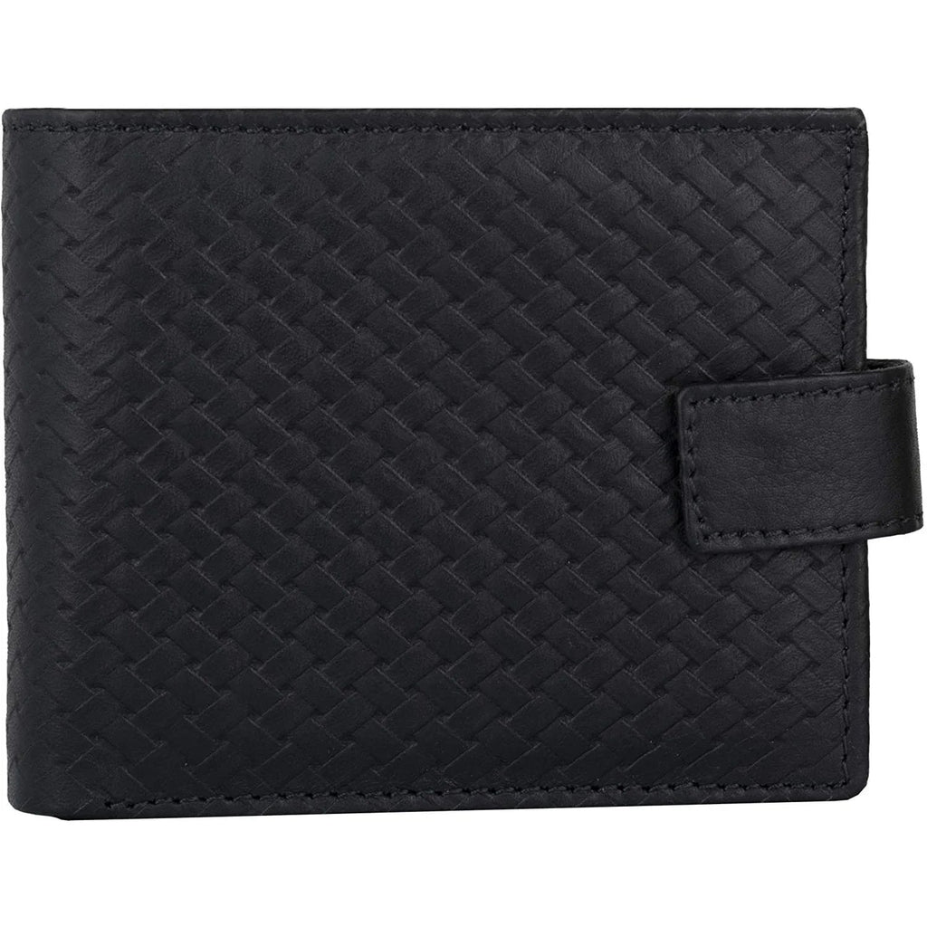 Men's Leather Wallets With Woven Trifold RFID Design
