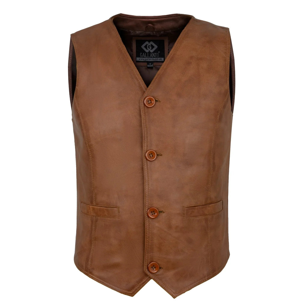 Mens Biker Vest in Classic Soft Leather and Suede Styles