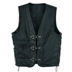 Leather Bike Vest with Silver Hooks and Adjustable Laces