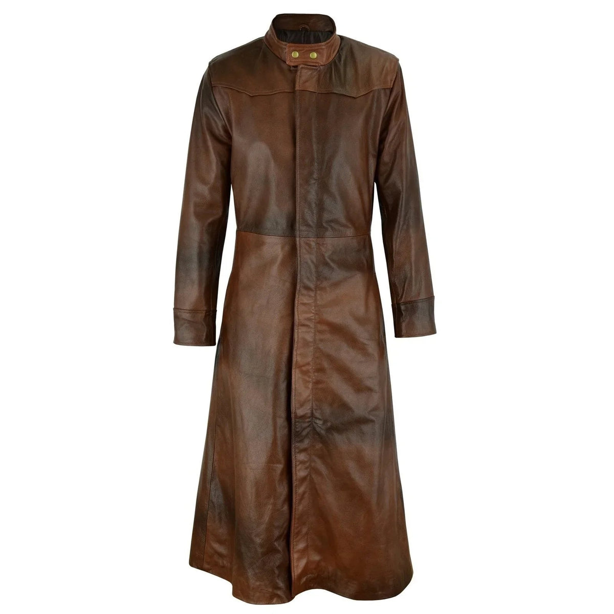 Long Leather Trench Coat – Genuine Cowhide Gothic Coat for Men