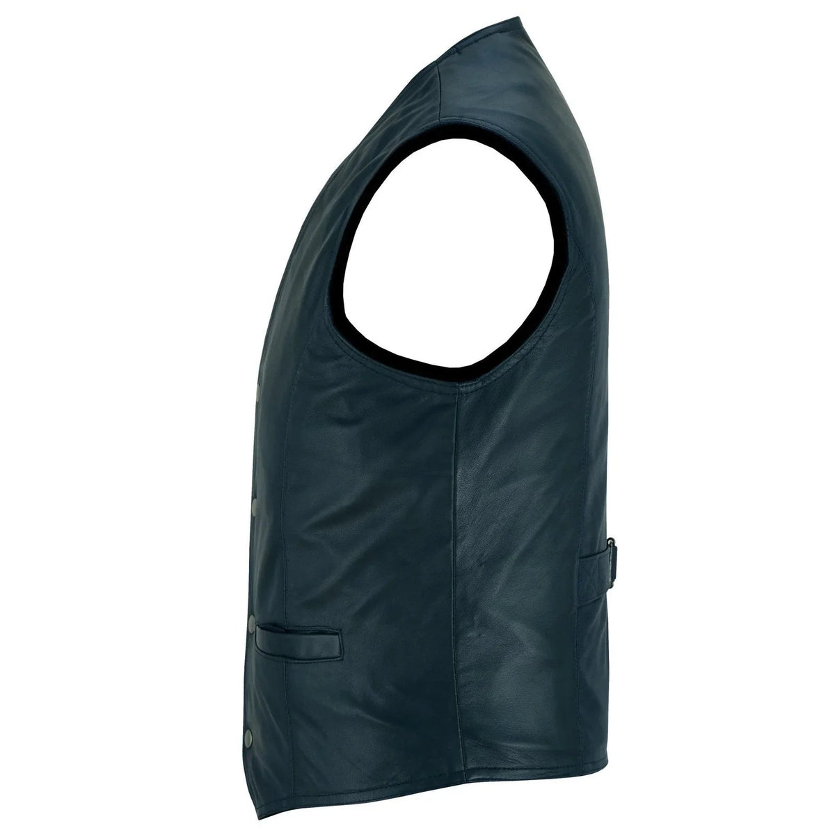 Leather Biker Vest with Classic Snap Button Front