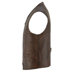 Leather Biker Vest with Classic Snap Button Front