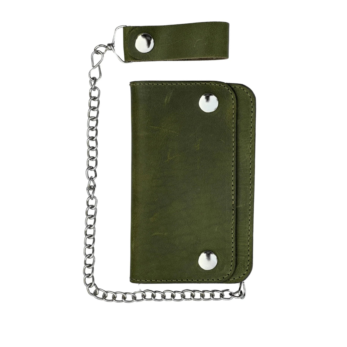 Chain Wallet for Men with Full-Grain Leather and Steel Chain