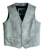 Leather Biker Vest with Classic Snap Button Front