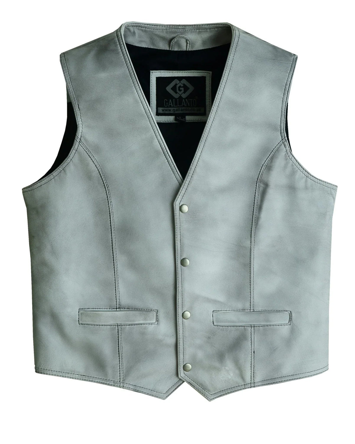 Leather Biker Vest with Classic Snap Button Front