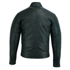 Best Mens Leather Biker Jacket with Dual Red Stripes