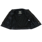 Motorbike Leather Vest with Hidden Double Front Closure