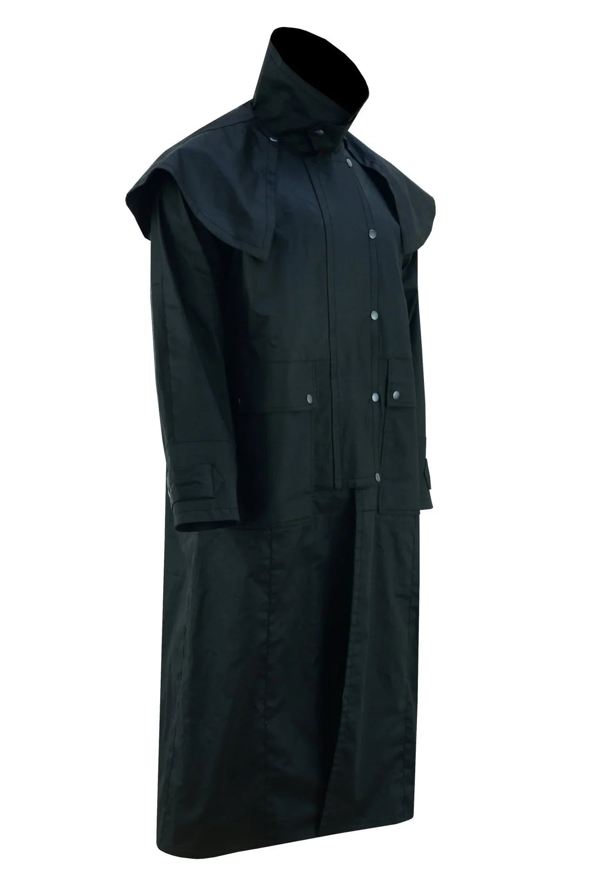 Denim Long Coat – Waterproof Black Long Coat for Men and Women