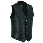 Leather Biker Vest with Classic Snap Button Front