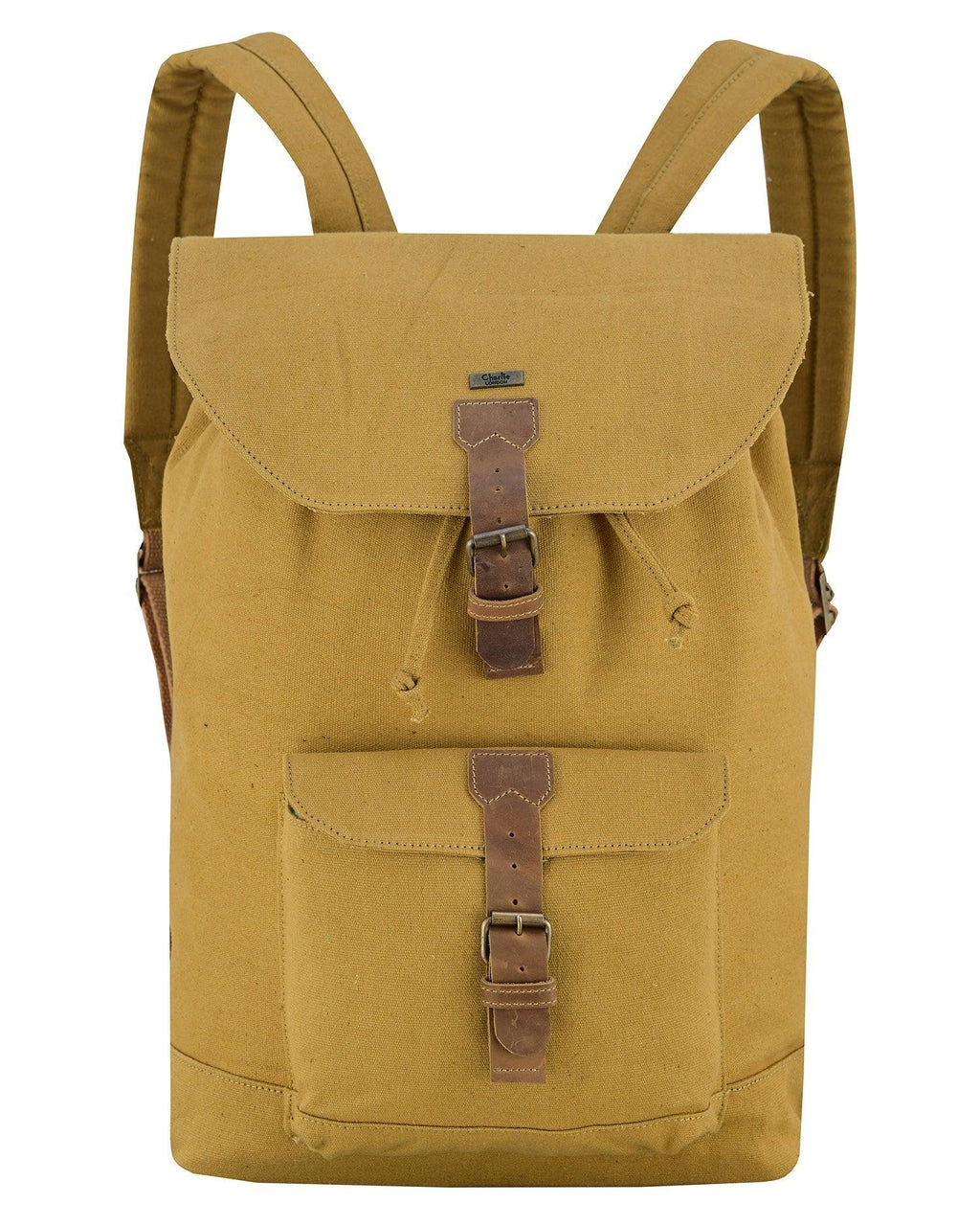 Canvas Travel Backpack Men with Leather Trim and Laptop Compartment