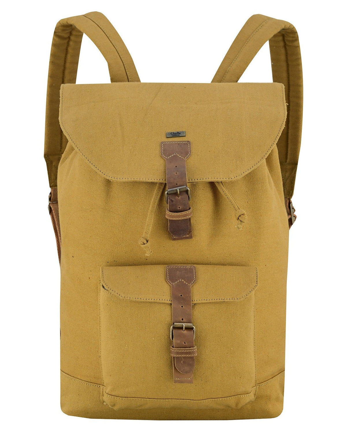 Canvas Travel Backpack Men with Leather Trim and Laptop Compartment
