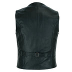 Leather Biker Vest with Classic Snap Button Front