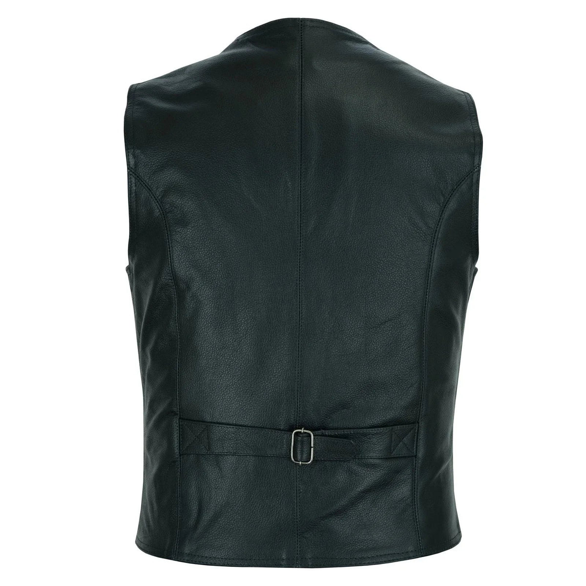 Leather Biker Vest with Classic Snap Button Front