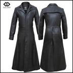 Leather Trench Coat for Men – Distressed Gothic Full Length Coat