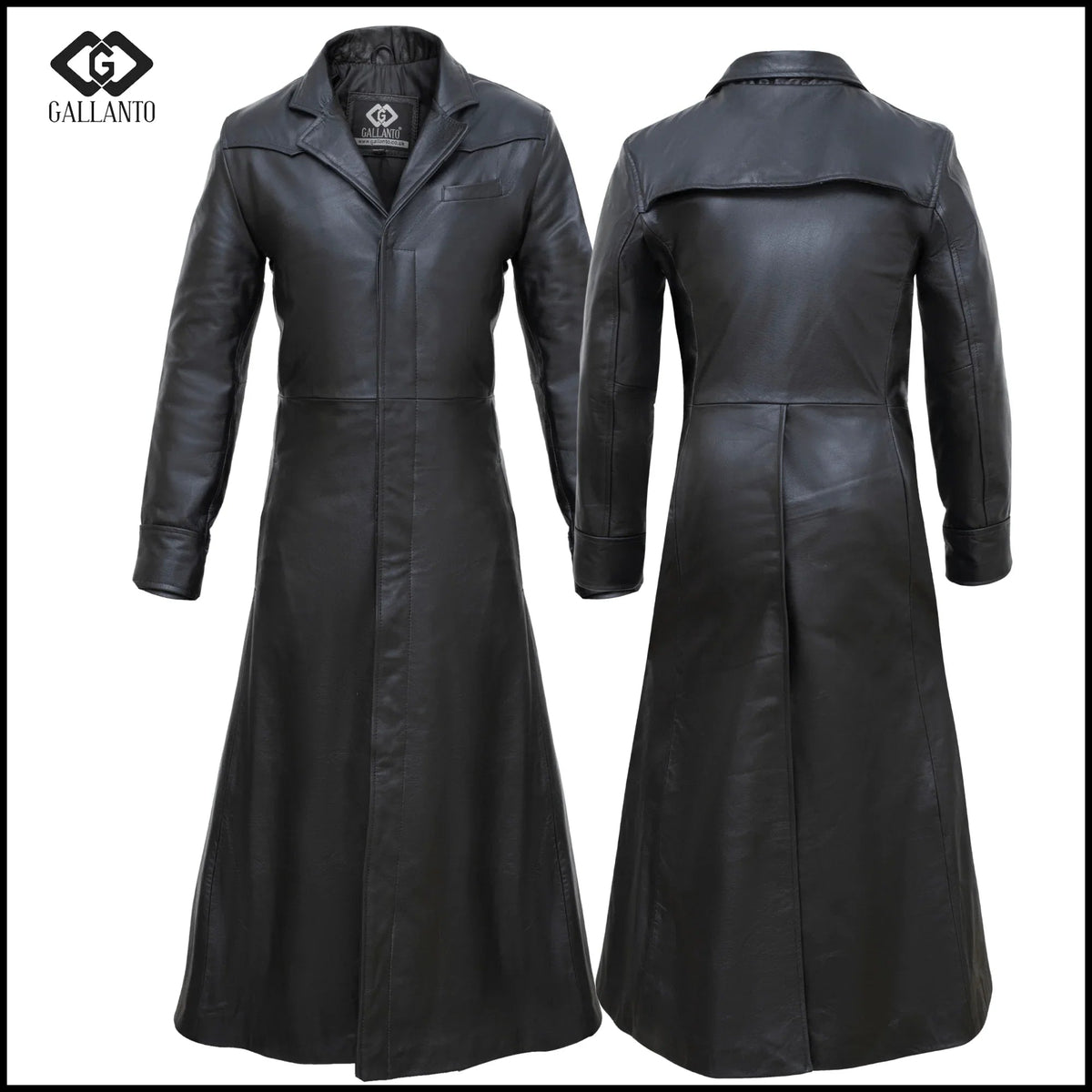 Leather Trench Coat for Men – Distressed Gothic Full Length Coat