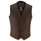 Mens Biker Vest in Classic Soft Leather and Suede Styles