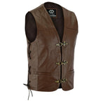 Leather Bike Vest with Silver Hooks and Adjustable Laces