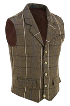 Mens Tweed Vest with Formal Check and Blazer-Style Cut