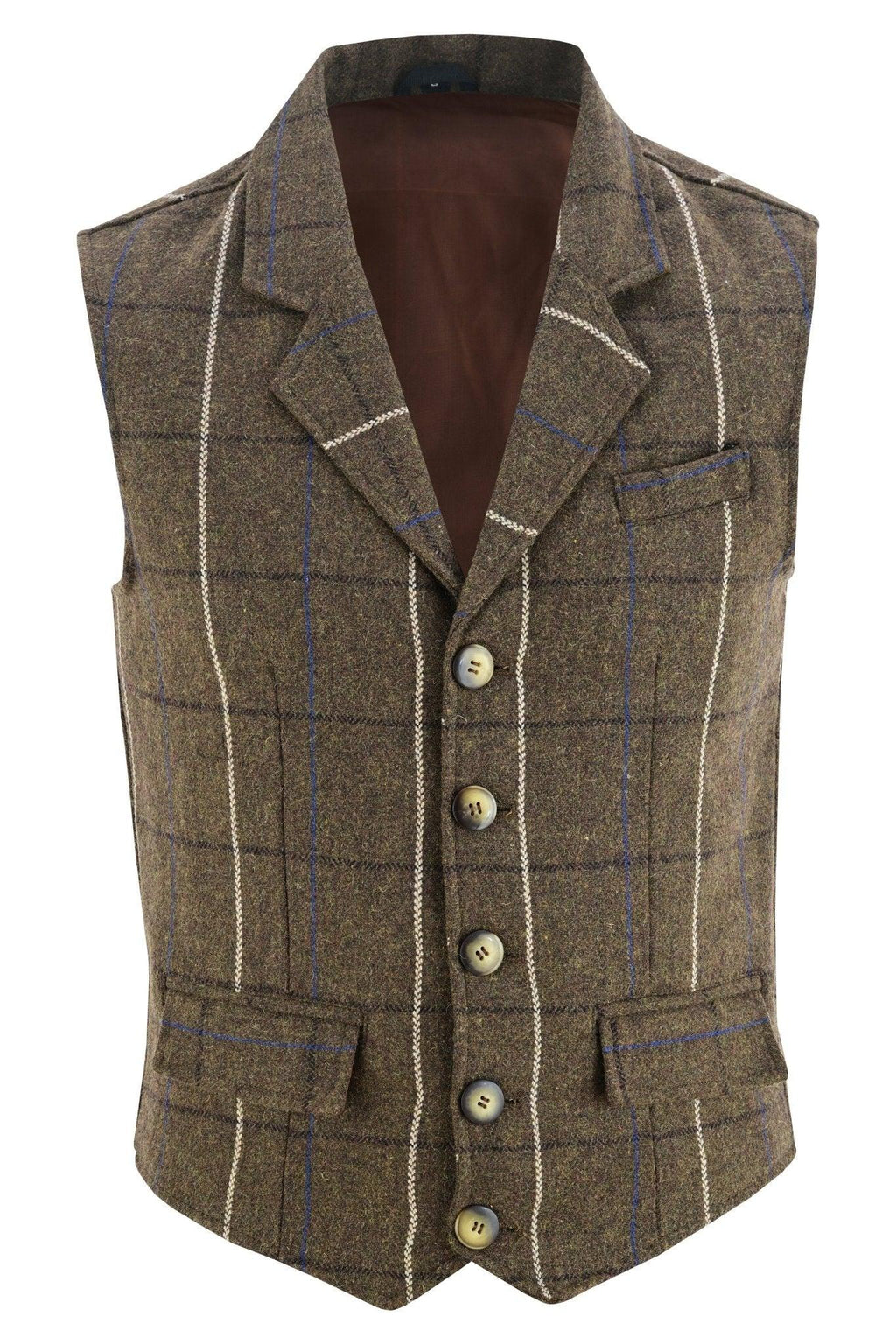 Mens Tweed Vest with Formal Check and Blazer-Style Cut