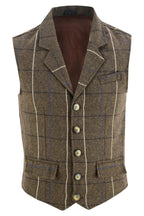 Mens Tweed Vest with Formal Check and Blazer-Style Cut