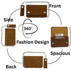 Chain Wallet for Men with Full-Grain Leather and Steel Chain