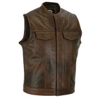 Biker Vest for Men in Leather, Denim and Camo Styles