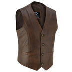 Mens Biker Vest in Classic Soft Leather and Suede Styles