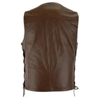Leather Bike Vest with Silver Hooks and Adjustable Laces