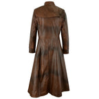 Long Leather Trench Coat – Genuine Cowhide Gothic Coat for Men
