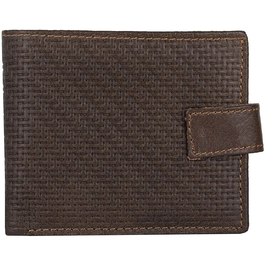 Men's Leather Wallets With Woven Trifold RFID Design