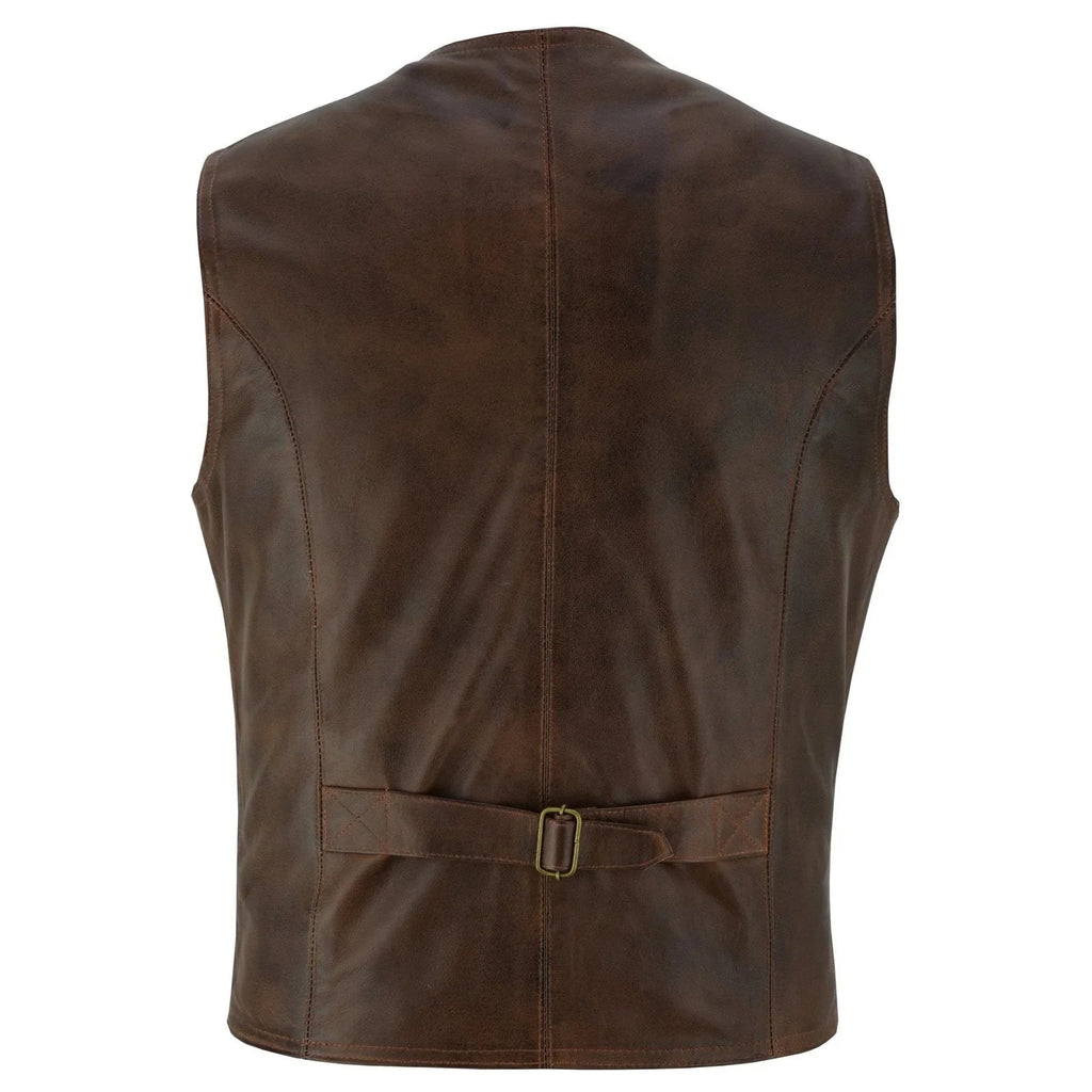Mens Biker Vest in Classic Soft Leather and Suede Styles