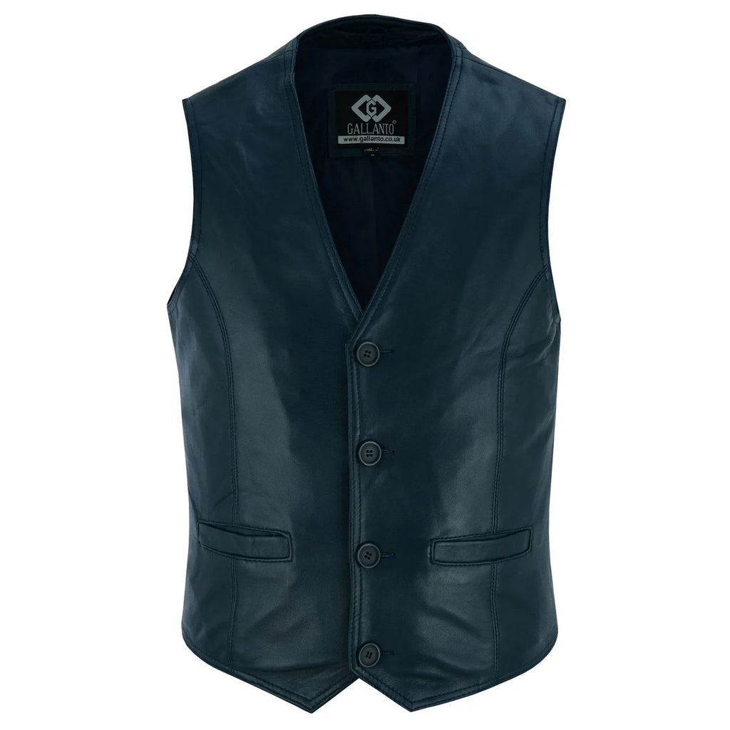 Mens Biker Vest in Classic Soft Leather and Suede Styles
