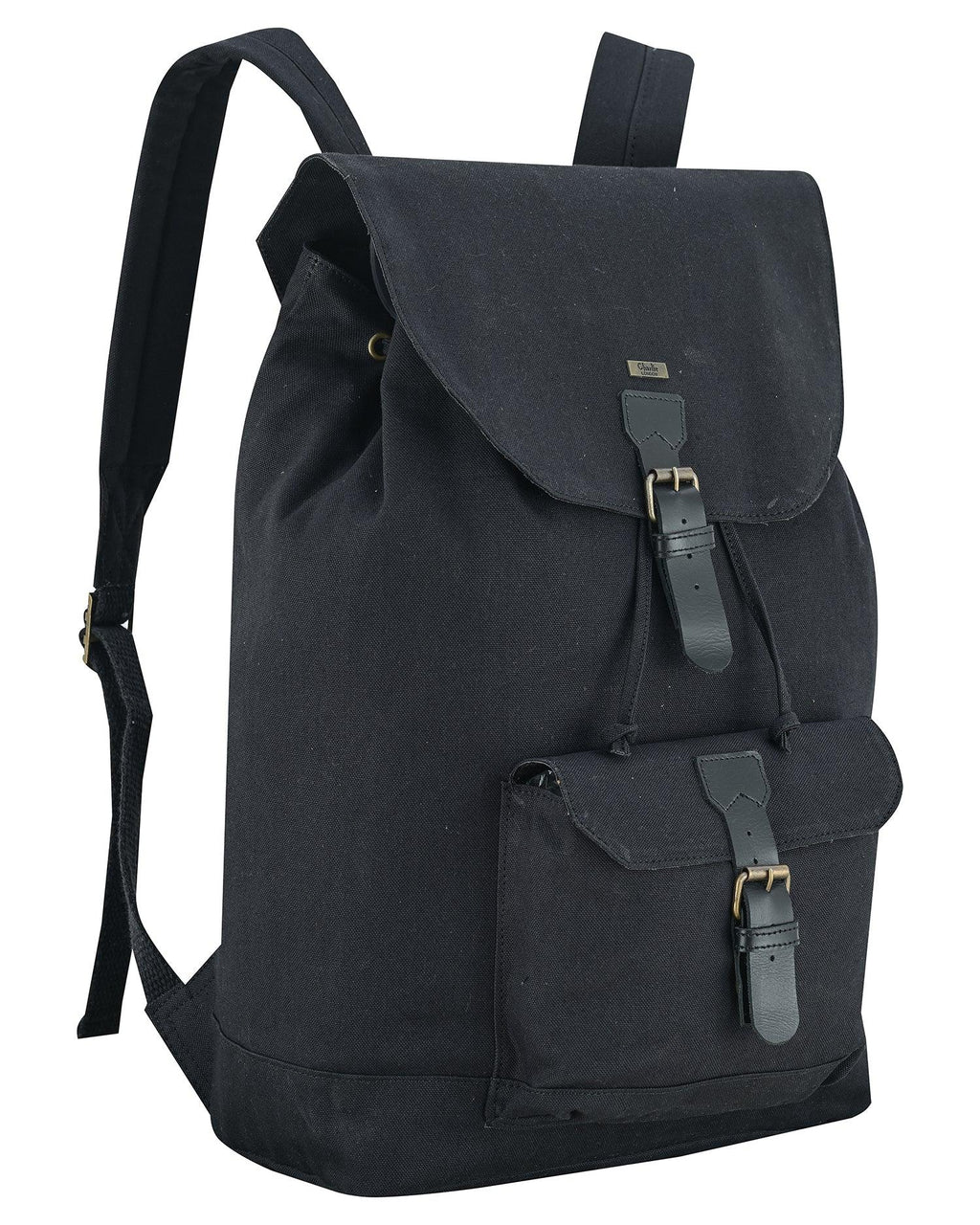 Canvas Travel Backpack Men with Leather Trim and Laptop Compartment