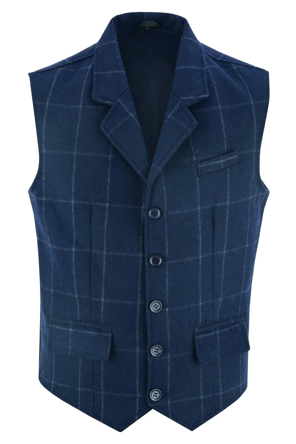 Mens Tweed Vest with Formal Check and Blazer-Style Cut