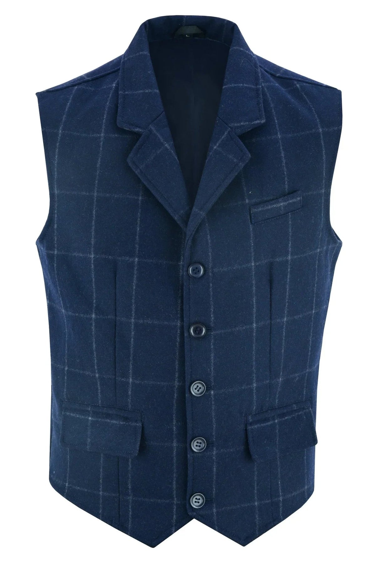 Mens Tweed Vest with Formal Check and Blazer-Style Cut