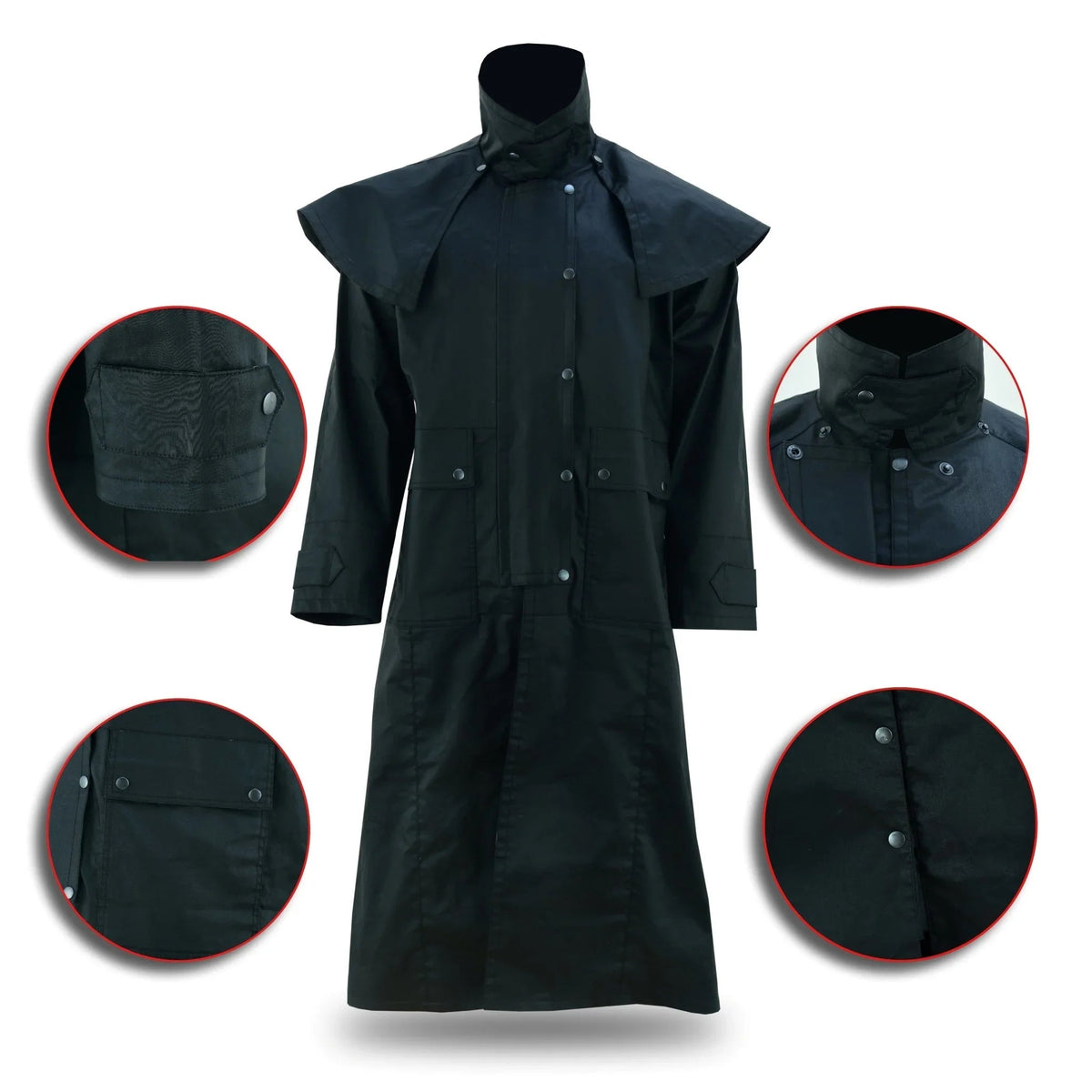 Denim Long Coat – Waterproof Black Long Coat for Men and Women